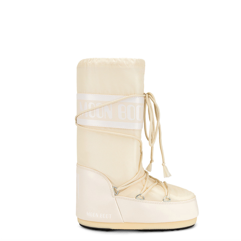 MOON BOOT Nylon Boot Cream White Tall Chinky Snow Boots Y2S S/M Small Medium